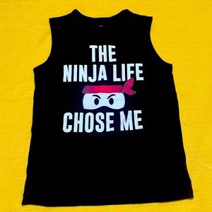Black sleeveless t-shirt (Ninja Life) logo.